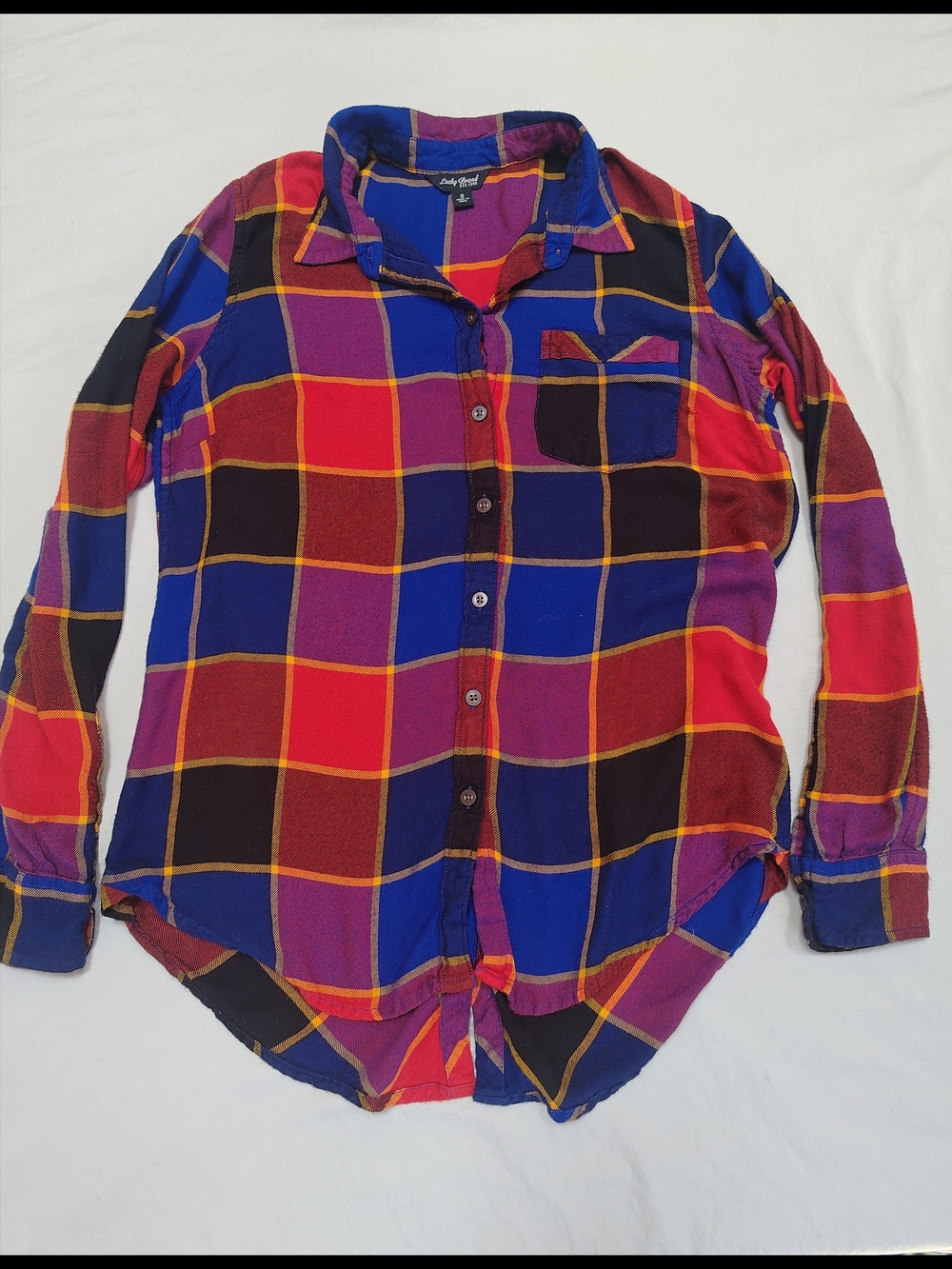 Lucky Brand Plaid Button-Down Shirt in Blue, Red & Purple